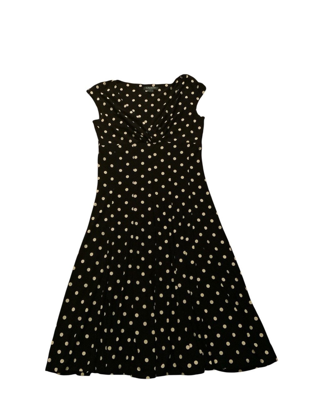 Ralph Lauren Black Polka Dot Midi Dress - Picture 3 of 6